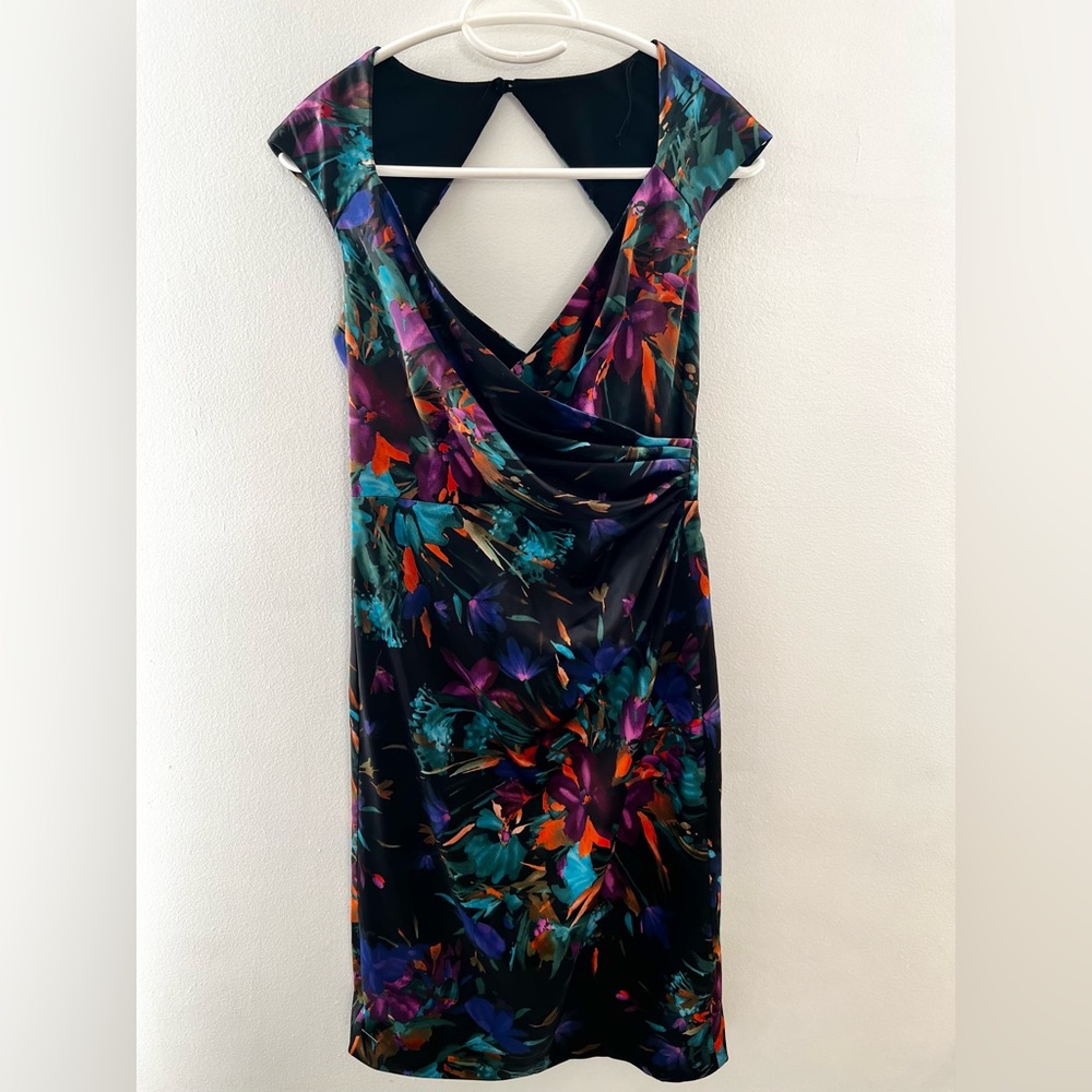 London Style Night Casual Black Dress with Floral Print - Picture 3 of 17